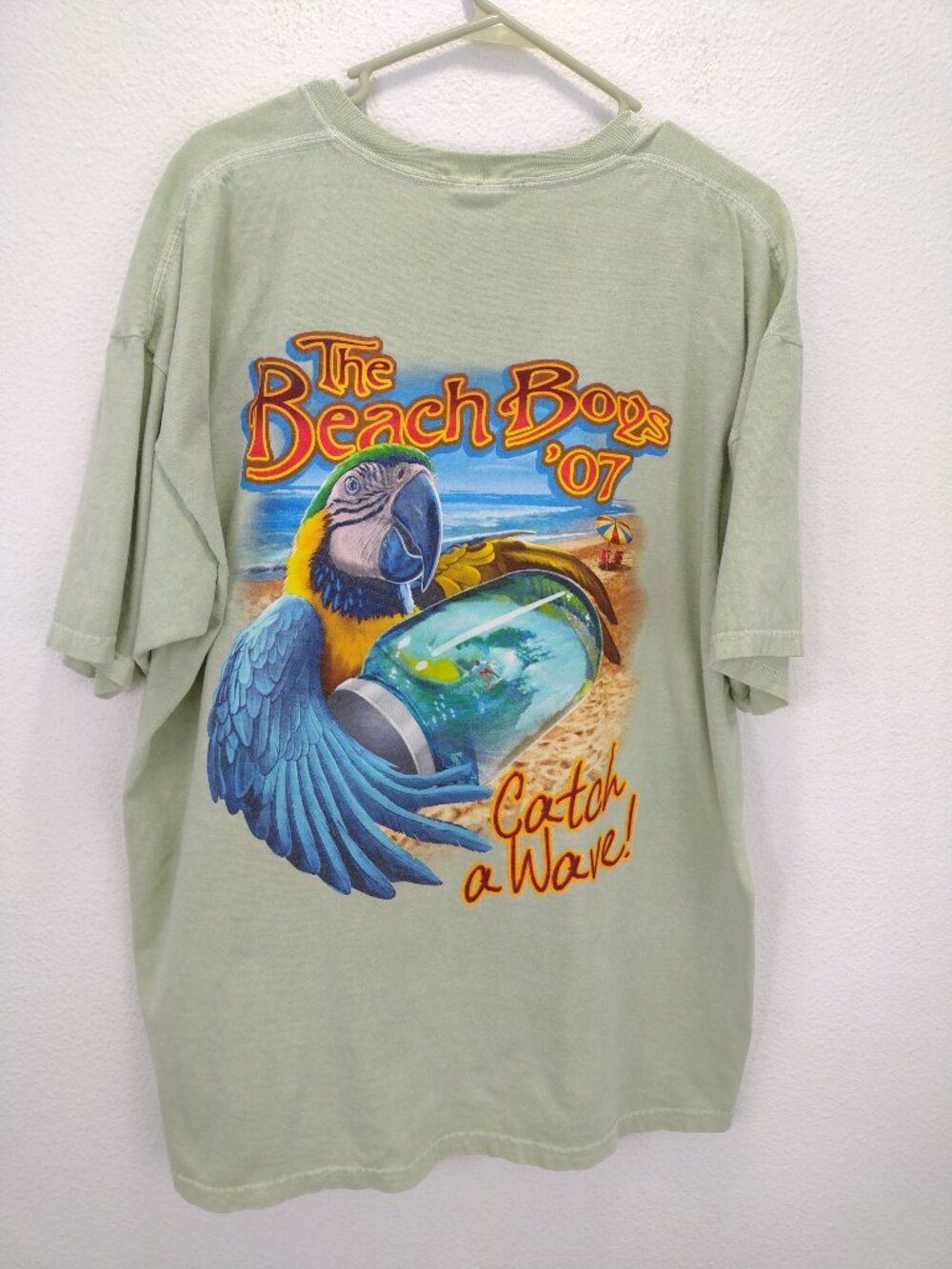 Authentic Pigment Men's The Beach Boys 2007 Catch a Wave T-Shirt Green XL